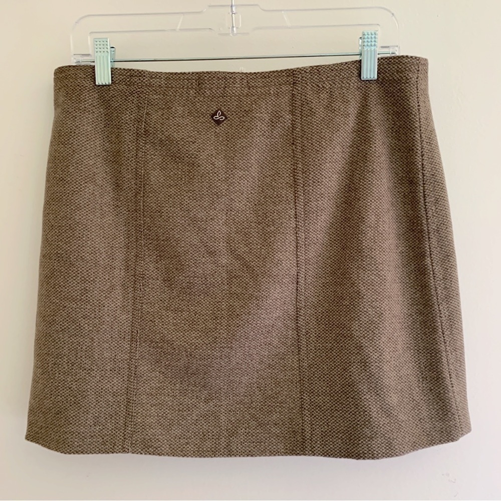 Prana Brown Wool Blend Wrap Mini Skirt Sz 8 NEW NWT - Picture 3 of 6